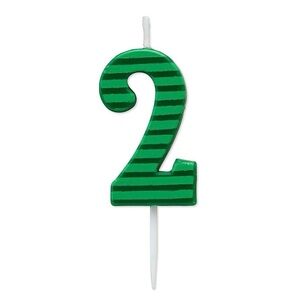 Papyrus Number 2 Birthday Candle, Green Stripes (1-Count)